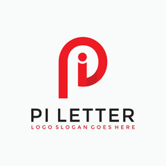 PI letter red logo vector image