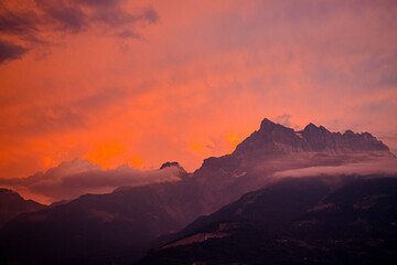 Couché de soleil sur les Alpes Suisse