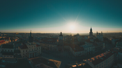 Sunset over Lublin old town, Poland