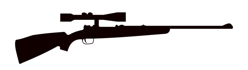 Silhouette of hunting rifle with a telescope  - vector illustration