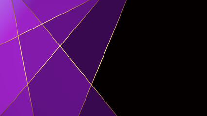 Purple polygonal background with golden lines. Design template for brochures, flyers, magazine, banners etc.