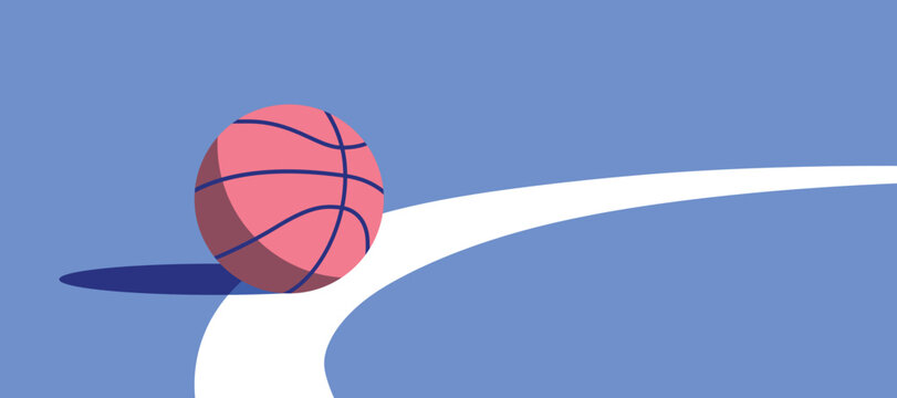 pink basketball on blue court clip art preview