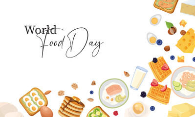 world food day illustration conceptual vector.