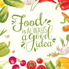 World Food Day Banner Vector Illustration Various Food, Fruits, and Vegetables. Vector Colorful Lettering Food Doodle Illustration for Website, Landing Page, Banner, Poster, Print, Story