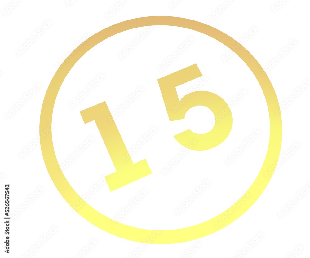 Poster colored number 15 in a circle from a gradient. enumeration and numbering.