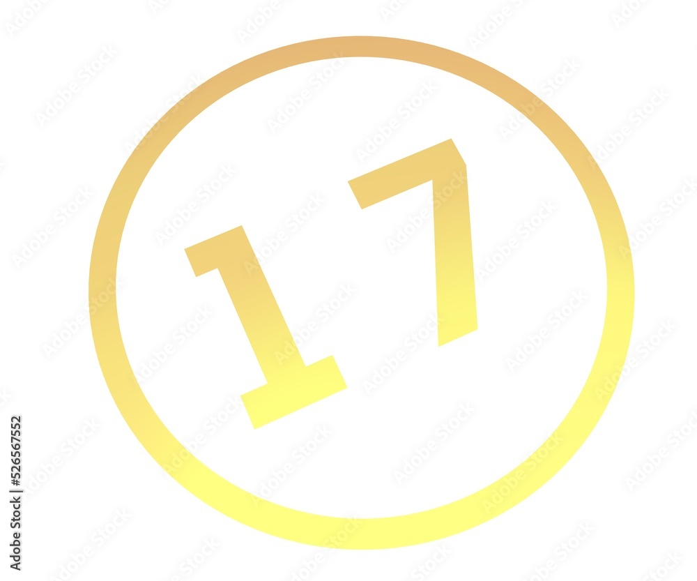 Poster colored number 17 in a circle from a gradient. enumeration and numbering.