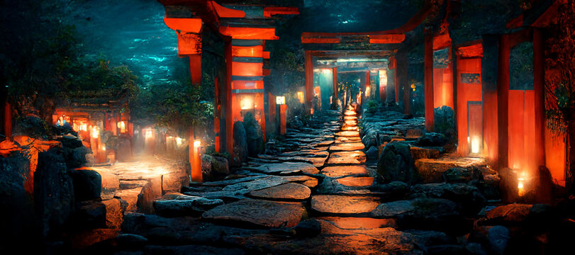 Walking into the discovery of the Lost city of Atlantis Digital Art Illustration Painting Hyper Realistic