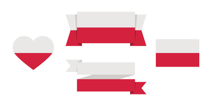 Flaga Polski. Zestaw element&oacute;w w barwach polskiej flagi.