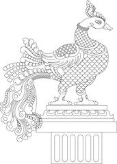 Kalamkari Indian traditional art on linen fabrics. peacock design on the different background. for textile printing, logo, wallpaper
