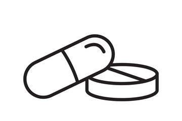 Pill pharmacy medicine icon. Health care tablet antibiotic sign. Medical pills symbol.