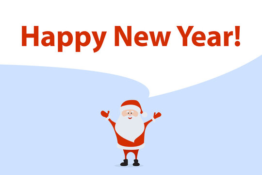 Funny happy Christmas Santa Claus character with greeting text. For card, banner, tag and label.