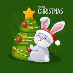 Happy chinese new year gong xi fa cai, year of the rabbit, hare, bunny zodiac sign, flower and asian elements with gold paper cut style on red color Background.