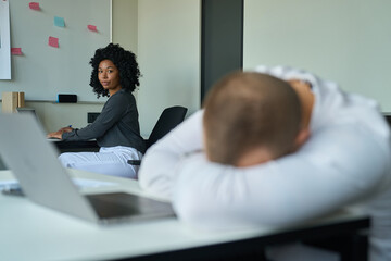 Unhealthy man fell asleep at his desk