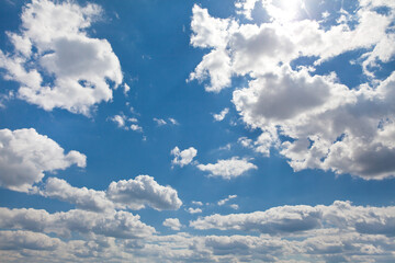 Blue sky background with clouds.