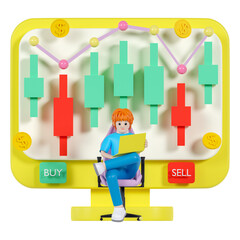 3d icon digital marketing share or stock concept illustration design