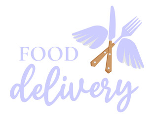 Vector logo of food delivery, courier delivery