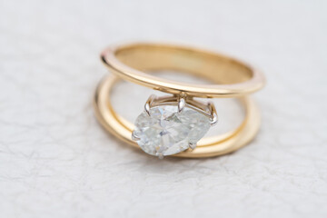 Pear Cut Diamond Ring on White Background