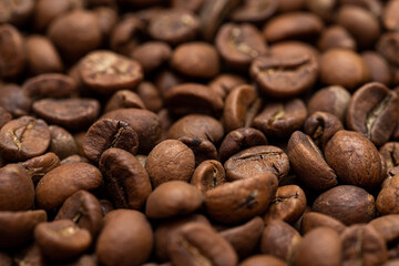 Coffee Beans Background. Close up of Coffee Seed