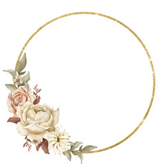 Watercolor floral wreath illustration. Hand painted flower frame suitable for wedding invitation, card etc