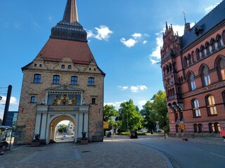 Historical buildings in rostock, germany
