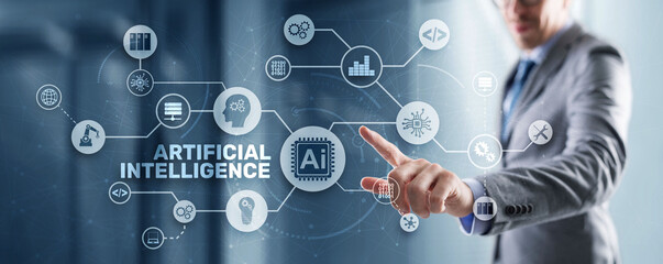 Artificial Intelligence Nanotechnologies Business Technologies concept. Futuristic background