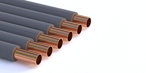 Copper pipes with insulation