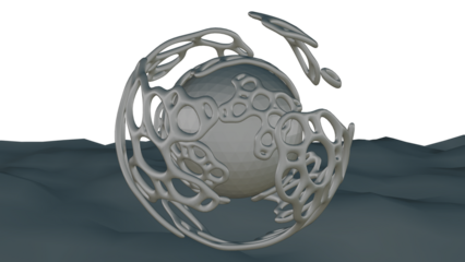 3D 4K Futuristisch Alien Sci Fi Hintergrund Kugel Loch Gitter