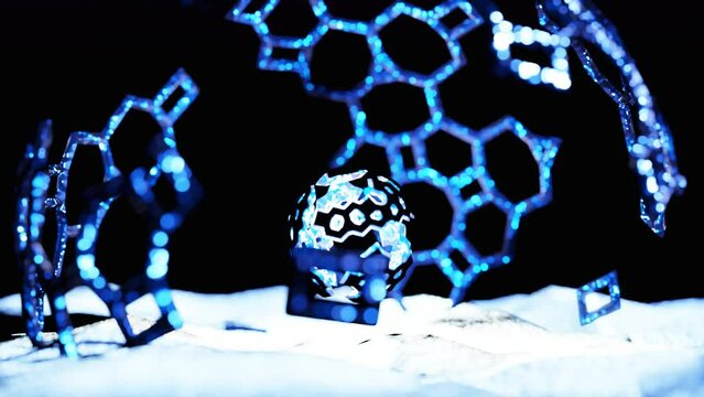 3D 4K Futuristisch Alien Sci Fi Hintergrund Kugel Loch Gitter