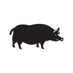 Domestic wild animal pig icon | Black Vector illustration |