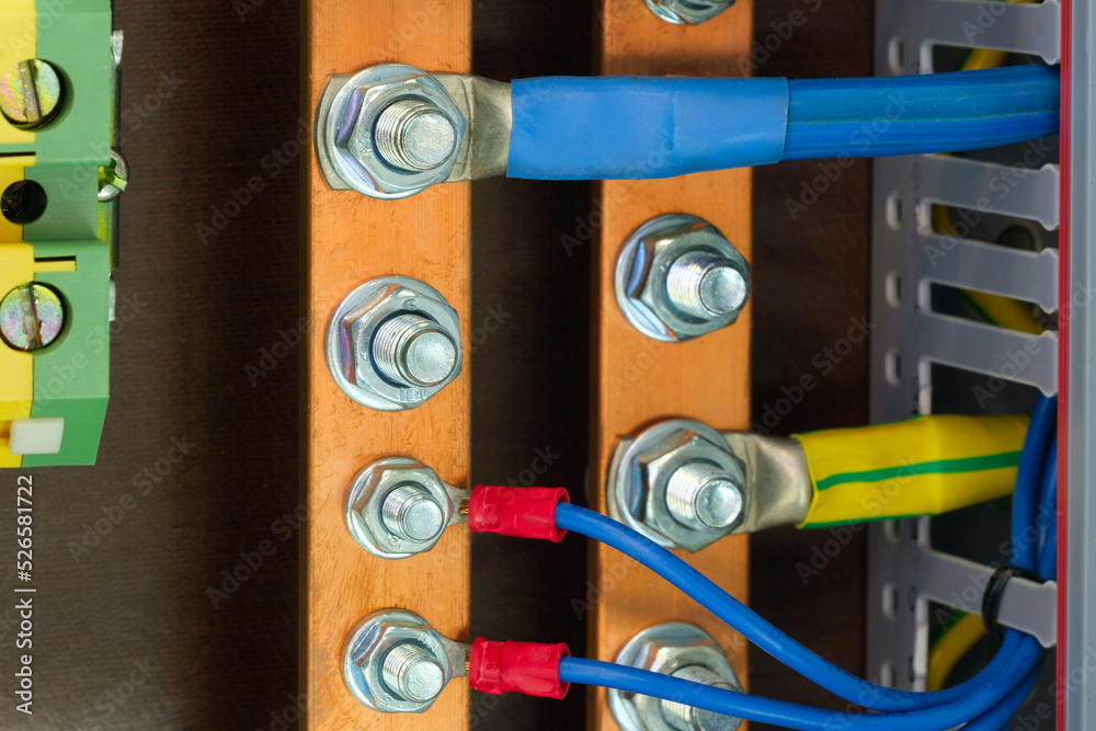 Poster new automated system of electric power supply and distribution. electric boxes with high-voltage equ