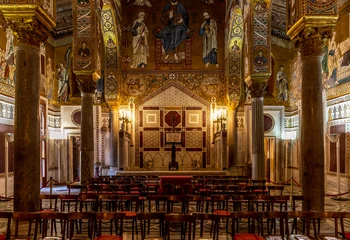 Raamstickers Palermo, Sicily - July 6, 2020: Interior of the Palatine Chapel of Palermo in Sicily, Italy © JEROME LABOUYRIE