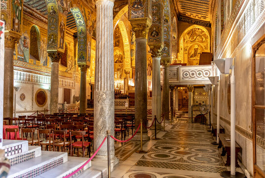 Palermo, Sicily - July 6, 2020: Interior of the Palatine Chapel of Palermo in Sicily, Italy