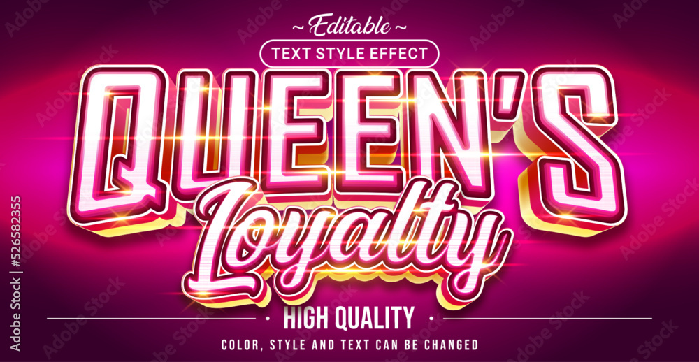 Poster editable text style effect - queen's loyalty text style theme.