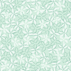 Simple floral seamless pattern. Delicate background with flowers in blue and  light blue color. It can be used for wallpaper, textiles, wrapping, card. Vector illustration, eps10