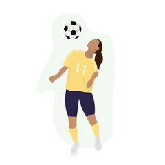 Woman playing soccer on white background
