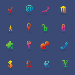 Business icons set for finance marketing isolated vector illustration