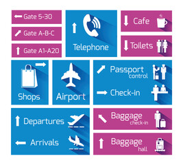Airport business navigation infographic design elements with arrows and flight arrival departure symbols vector illustration