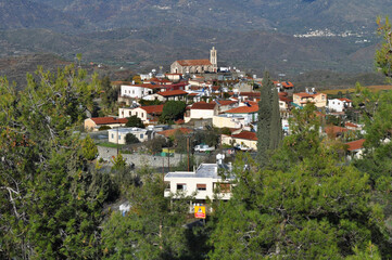 Fototapeta na wymiar The beautiful village of Kellaki in the province of Limassol, in Cyprus 
