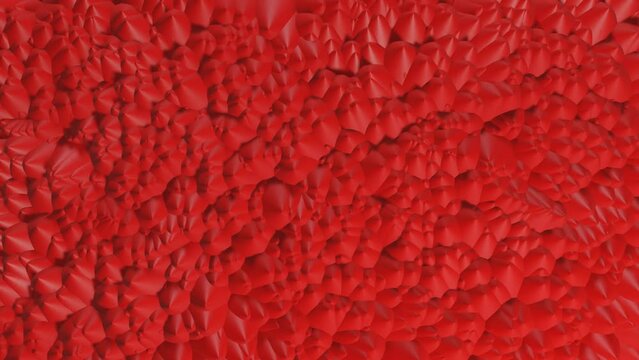 Abstract visualization of red particles motion background, foam, blood, cell division, growth, simple animation, 3d rendered, computer generated