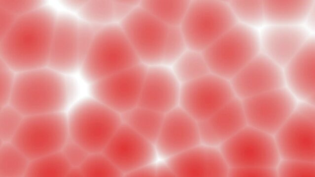 Abstract visualization of red particles motion background, biology, cell division, growth, simple animation, 3d rendered, computer generated