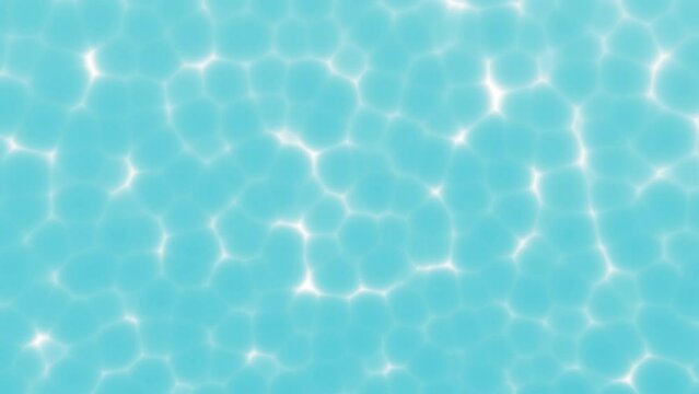 Abstract visualization of blue water particles and sunlight motion background, light, transparency, biology, cell division, pool, simple animation, 3d rendered, computer generated