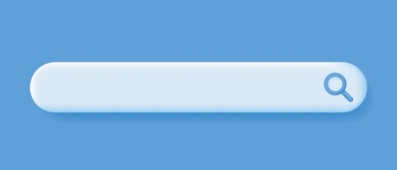 Obraz premium 3d white search line, Chat, Speech or speak bubble on blue background. Navigation search for browser, template, website. Vector illustration.