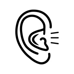 Deaf person hearing problem ear icon | Black Vector illustration |