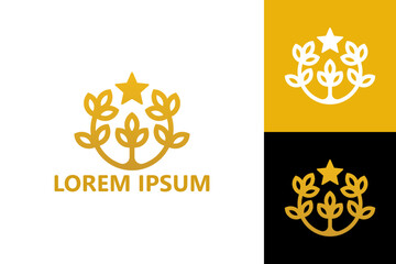 Golden star plant logo template design vector
