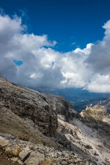 Mountain trail Lagazuoi in Dolomites