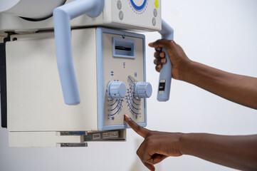 A radiologist using an xray machine