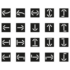 White arrows black squares. Web ui design. Computer interface. Vector illustration. stock image.