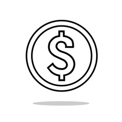 Vector Outline US dollar Icon Illustration Isolated on white background Business and economic concept Icon design element. Money Illustration. International American Currency. Isolated cent icon sign.