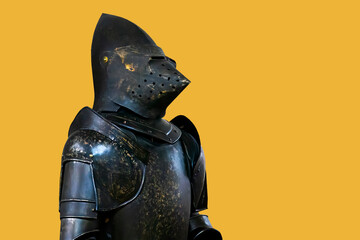 Brave armored knight with professional weapon fighting 