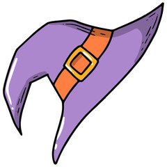 Halloween PNG element of witch's hat. Hand drawn doodle, cartoon, clipart, sticker.
